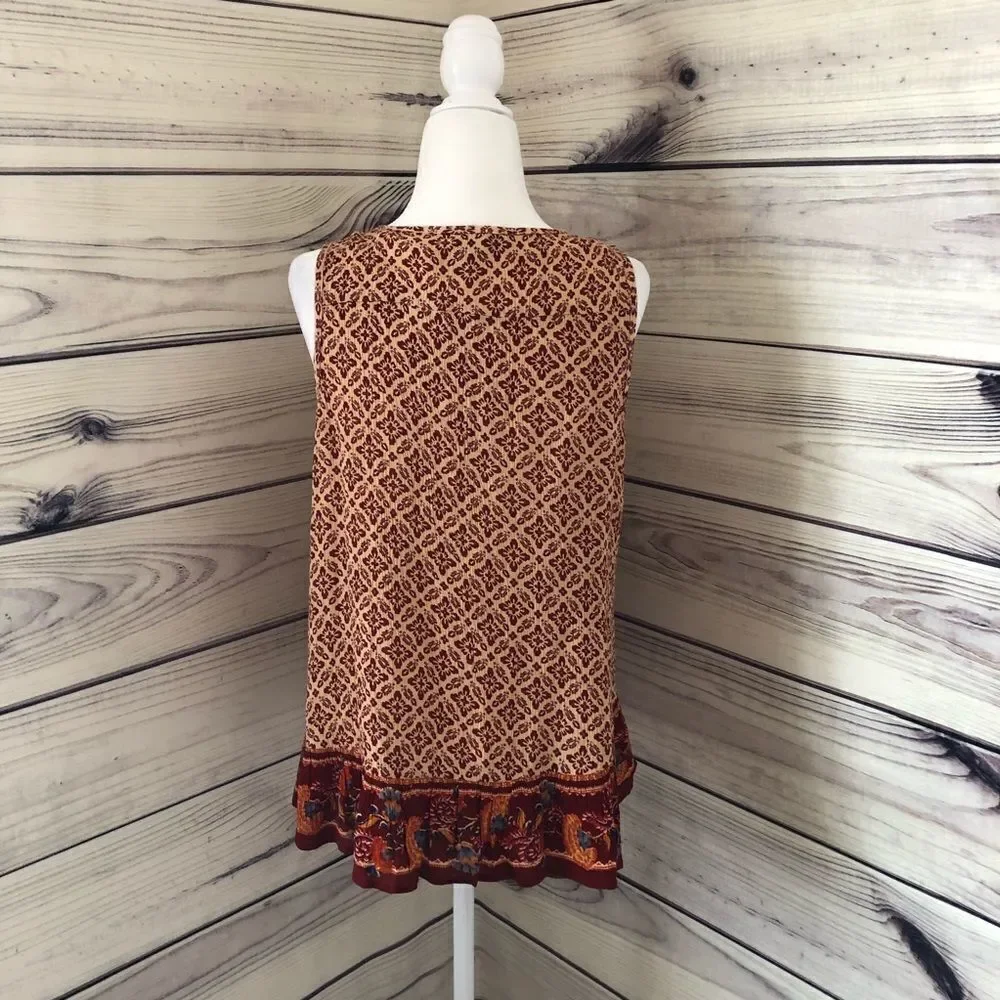 Patrons of Peace Burgundy Patterned Tank - Picture 5 of 7